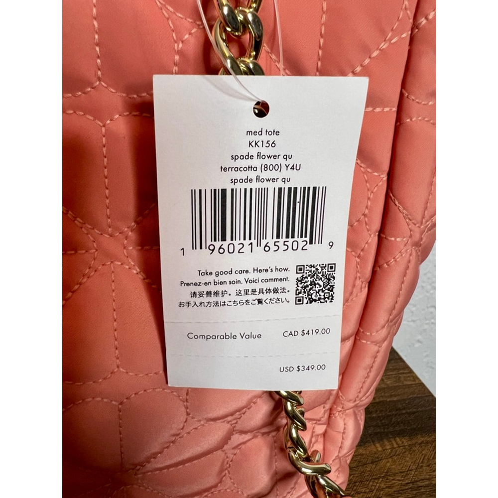 Kate Spade Flower Medium Terracotta QuiltedTote with Wallet & Dust Bag - Picture 4 of 12